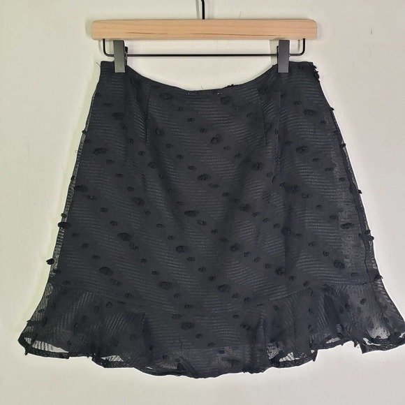 NEW Entro True To You‎ Skirt M Black Swiss Dot Ruffle Hem NWT - Picture 7 of 9